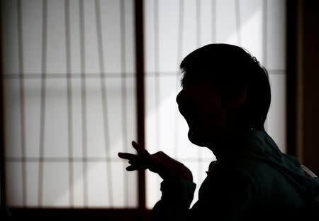 Congenital Minamata disease patient Shinobu Sakamoto, 61, speaks to middle school students about the Minamata disease in Minamata, Kumamoto Prefecture, Japan, September 14, 2017. REUTERS/Kim Kyung-Hoon