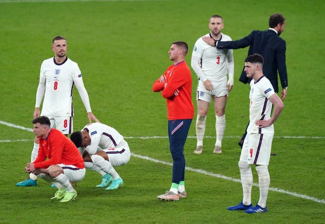 Southgate and his players were left dejected after losing the shoot-out.