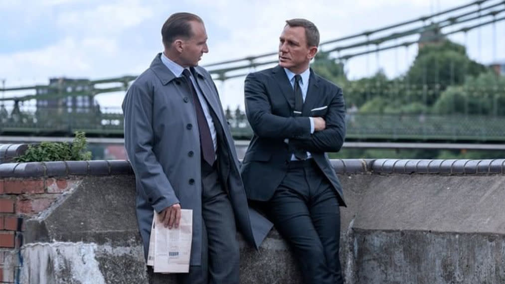 M (Ralph Fiennes) and James Bond (Daniel Craig) in 'No Time to Die'. (Credit: Eon/Instagram)