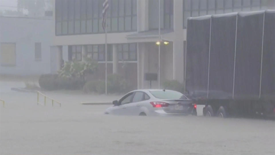 In eastern Ohio Sunday cars were submerged when multiple inches of rain fell in Mahoning County.  / Credit: CBS News