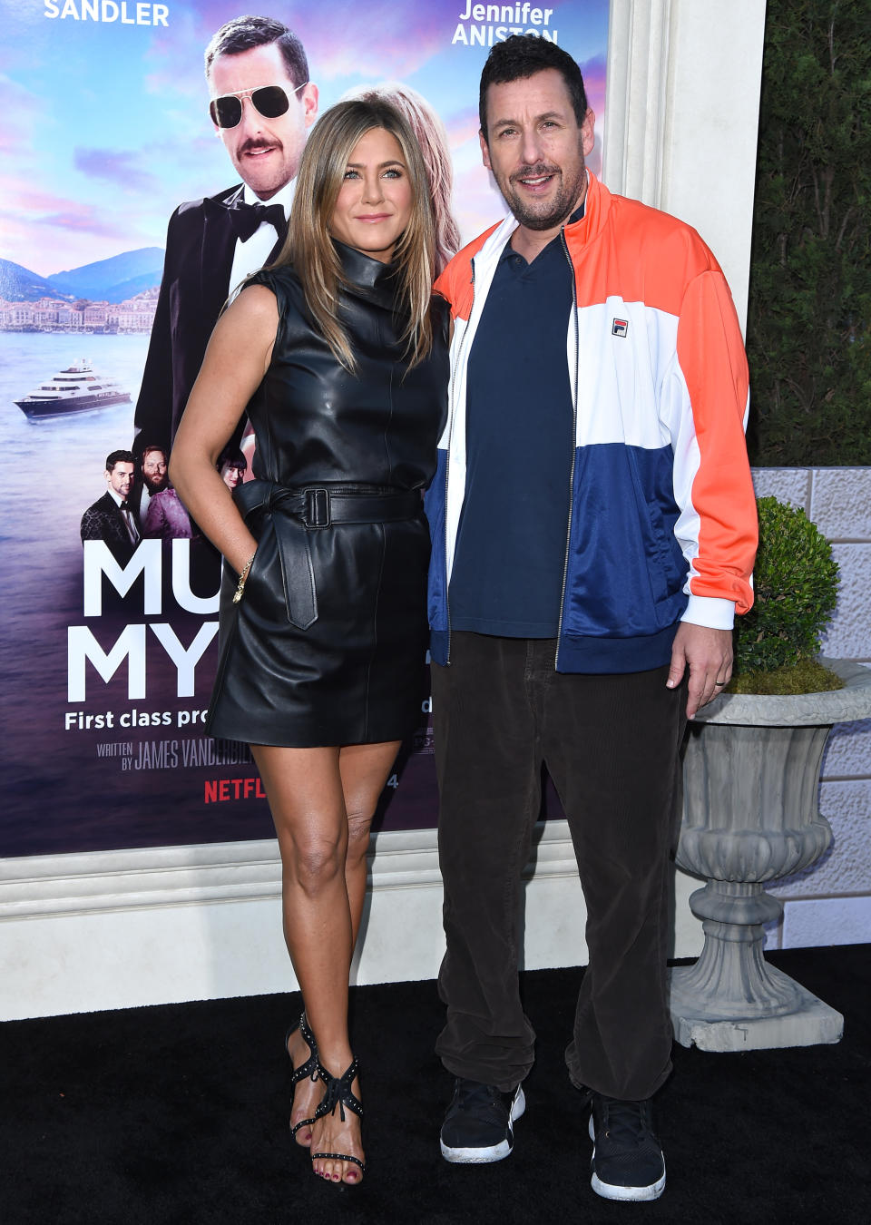 Aniston and co-star Adam Sandler. (Photo by Axelle/Bauer-Griffin/FilmMagic)