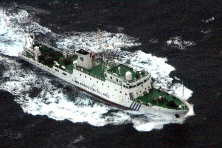 A Chinese marine surveillance ship cruises near the disputed islets known as the Senkaku islands in Japan and Diaoyu islands in China, April 23, 2013