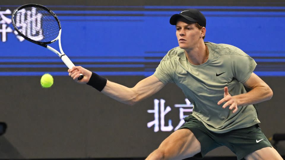 Sinner pushed Alcaraz all the way during the China Open final on Wednesday. - GREG BAKER/AFP/Getty Images