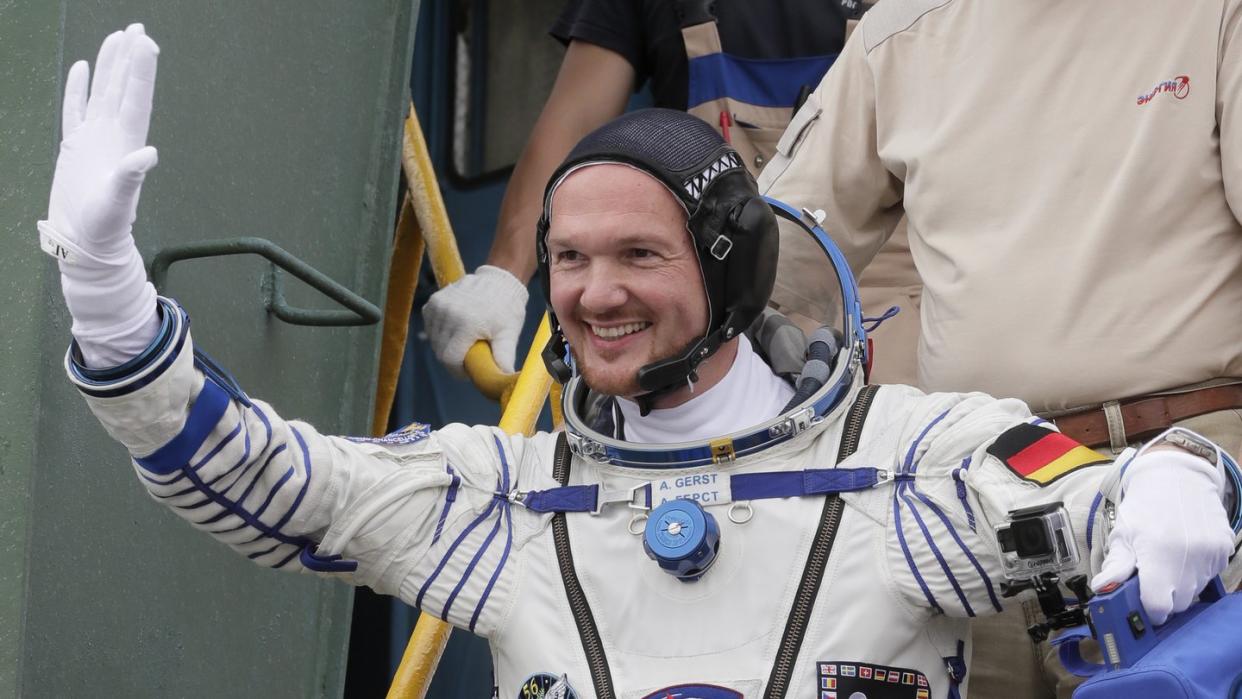 Alexander Gerst  vor dem Abflug zur Raumstation ISS. Foto: Dmitri Lovetsky