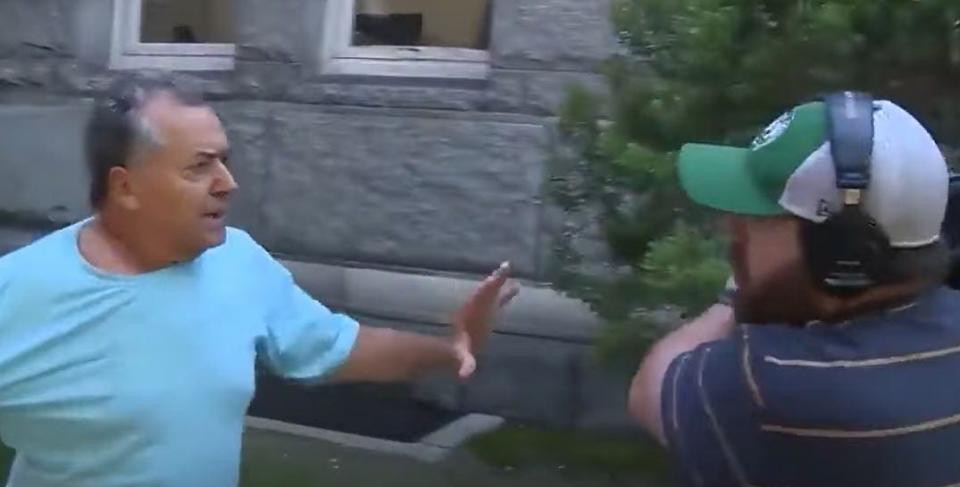 Former Taunton crossing guard Louis Chaves was caught on camera in an altercation with news crews after his arraignment in Taunton District Court Monday, June 3, 2024, that resulted in his arrest a second time on Monday night.