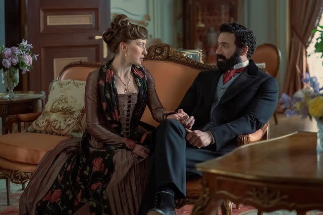 <p>HBO Max</p> Carrie Coon and Morgan Spector in Max's "The Gilded Age"