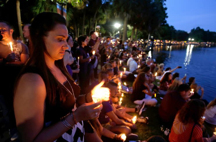 Tens of thousands of people show their support during a vigil at Lake Eola Park in Orlando on June 19, 2016, for the victims of the recent mass shooting at the Pulse nightclub. (Photo: John Raoux/AP)