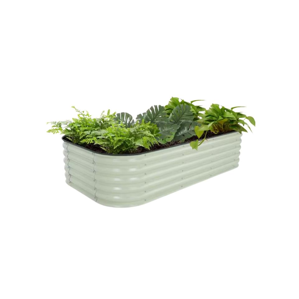 Veikous Galvanized Raised Garden Bed in white