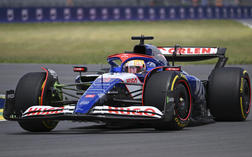 Team RB driver Daniel Ricciardo of Australia drives through the Senna corner during the third practice session at the Formula One Formula 1 Canadian Grand Prix in Montreal, Saturday, June 8, 2024. (Graham Hughes/The Canadian Press via AP)