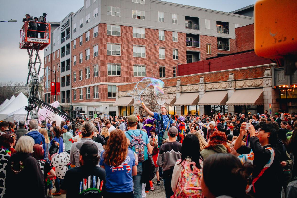 Ninth Street is packed as people celebrate the return of True/False last year in downtown Columbia.