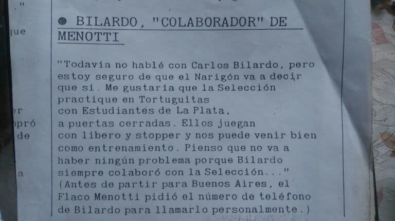 Bilardo, “colaborador” de Menotti. Este fue el título de un recuadro publicado por la Revista El Gráfico el 23 de marzo de 1982, en su edición 3259
