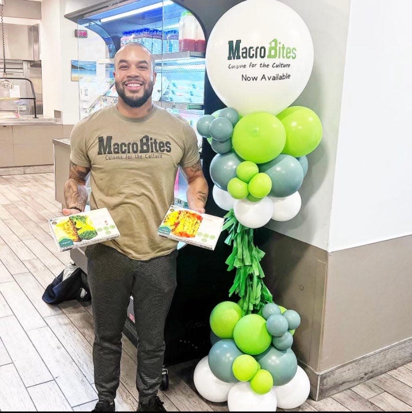 David Lewis Jr., president of MacroBites, showing off the options now available at Monmouth Medical Center in Long Branch.