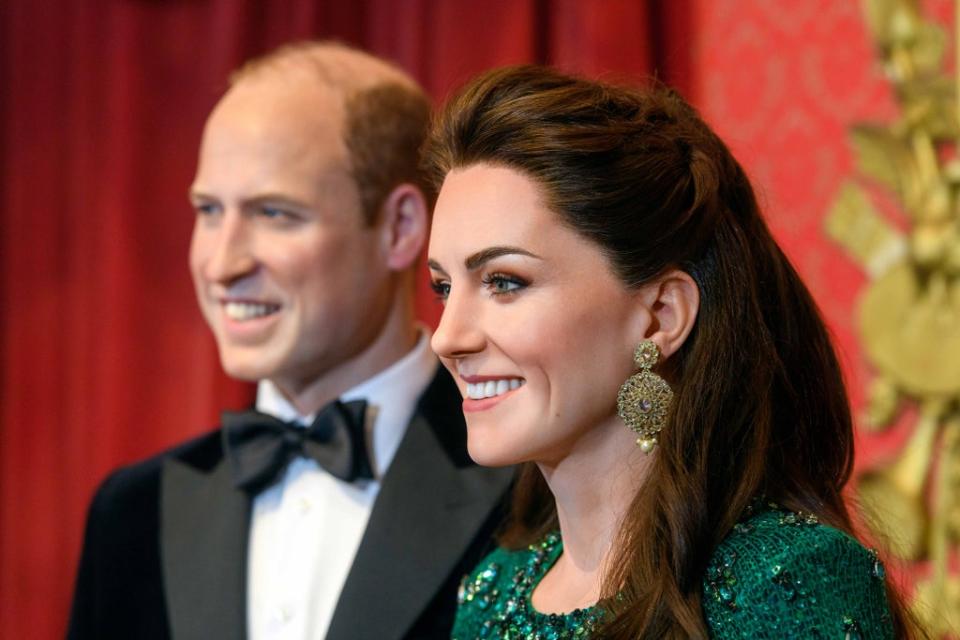 The Duchess of Cambridge, Kate Middleton, is now wearing an emerald Jenny Packham gown worn by the duchess to two royal functions (Madame Tussauds London)