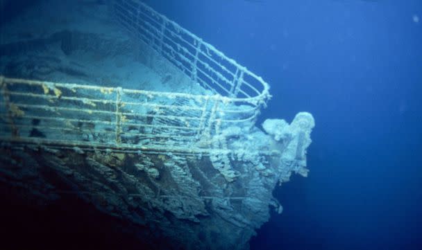 PHOTO: A part of the Titanic's bow, viewed in the Atlantic Ocean, north of Newfoundland in 1996. (Xavier Desmier/Gamma-Rapho via Getty Images)