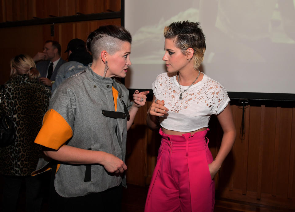 Amy Emmerich, chief content officer at Refinery29, and Kristen Stewart at the premiere of Stewart's short film "Come Swim" on Nov. 9 in Los Angeles.&nbsp;
