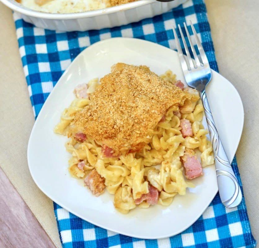 <p>Two Kids And A Coupon</p><p>Using your favorite egg noodles and chopped ham and chicken, this is a great recipe to use up leftovers from holiday meals or to save time, you can also buy these chopped or prep ahead of time.</p><p><strong>Get the recipe: <a href="https://twokidsandacoupon.com/2019/10/chicken-cordon-bleu-casserole.html" rel="nofollow noopener" target="_blank" data-ylk="slk:Chicken Cordon Bleu Casserole;elm:context_link;itc:0;sec:content-canvas" class="link ">Chicken Cordon Bleu Casserole</a></strong></p>