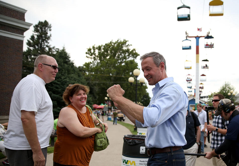 <p>Former Maryland Gov. Martin O'Malley (D) greets fairgoers.</p>