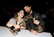 <p>Alex Borstein (<em>Family Guy, The Marvelous Mrs. Maisel</em>) and Darren Criss (<em>The Assassination of Gianni Versace: American Crime Story</em>) partied with their Emmys at the Governors Ball. (Photo: Danny Moloshok/Invision/AP/REX/Shutterstock) </p>