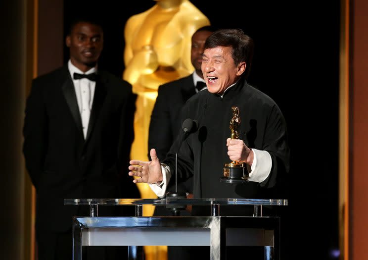 Honoree Jackie Chan accepts his award (Photo: Getty Images)