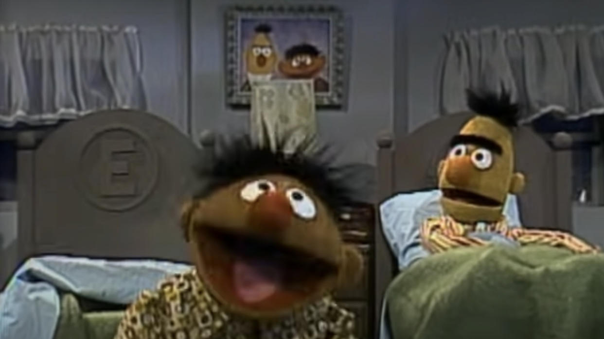  Ernie and Bert on Sesame Street. 