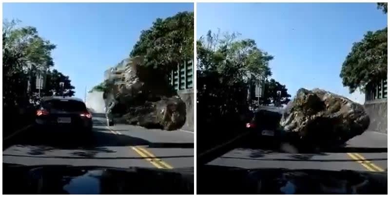 台灣花蓮地震｜車Cam直擊蘇花公路「巨石雨」