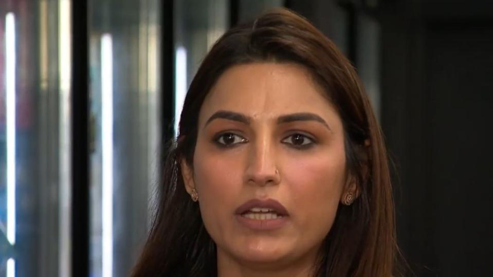 A service station owned by Sydney woman Reema Khurana was robbed by a man wielding a knife on Sunday morning. Picture: Channel 9