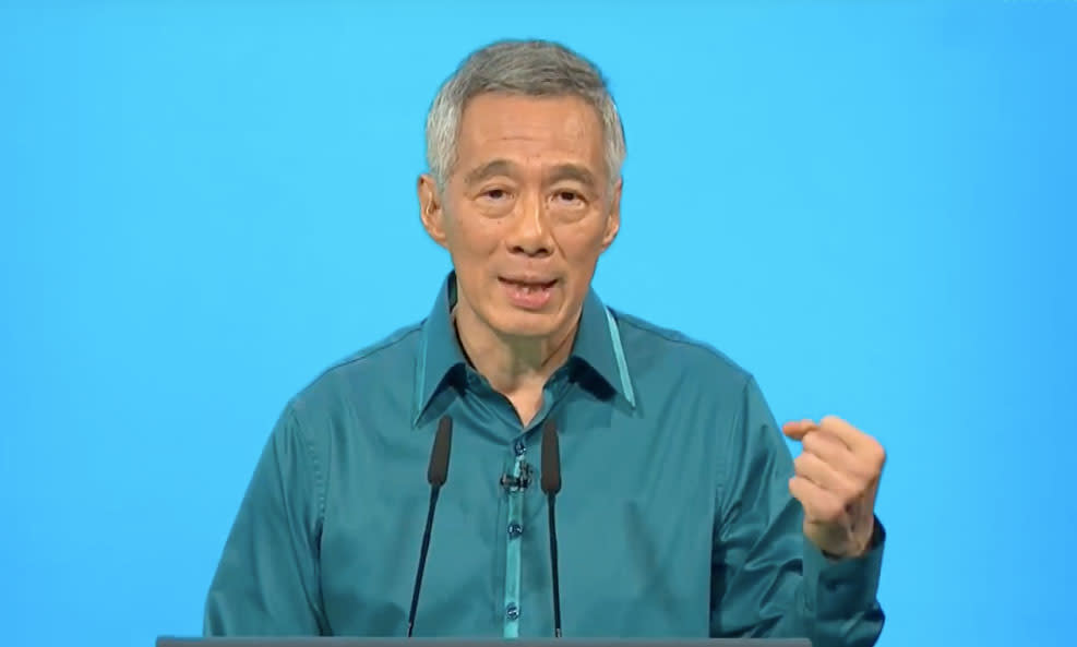 Prime Minister Lee Hsien Loong delivering his National Day Rally speech on 19 August, 2018. (Photo: Screenshot from YouTube/Prime Minister’s Office, Singapore)