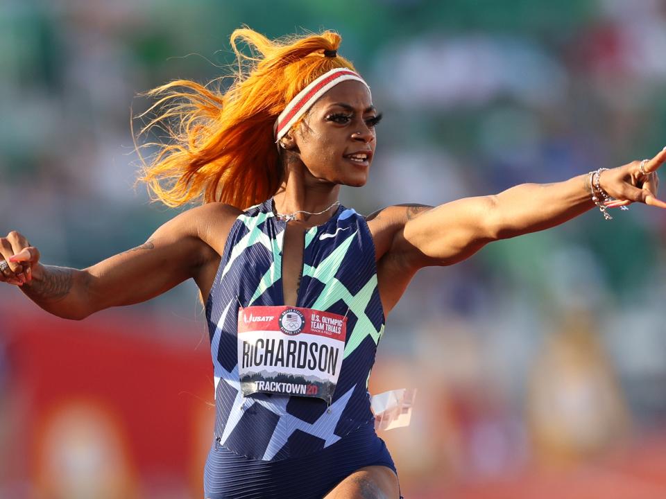  Sha’Carri Richardson at the Women’s 100 Meter semifinal on day 2 of the 2020 US Olympic Track & Field Trials (Getty Images)