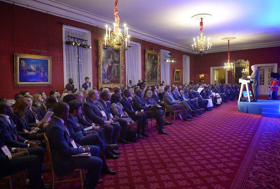 Prince Andrew speaks during the London Global African Investment Summit at St James' Palace in 2015.