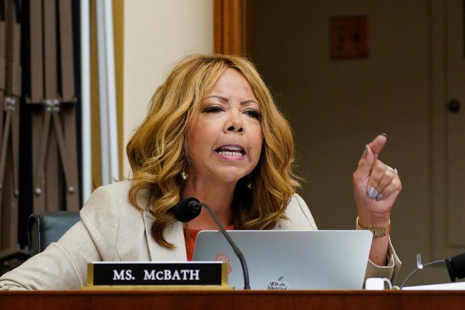 Rep. Lucy McBath, D-Ga., whose son, Jordan, was shot and killed in 2012, speaks in support of Democratic gun control measures, called the Protecting Our Kids Act, in response to mass shootings in Texas and New York, at the Capitol in Washington, Thursday, June 2, 2022. Rep. McBath's son, Jordan, was shot and killed during an altercation in 2012.