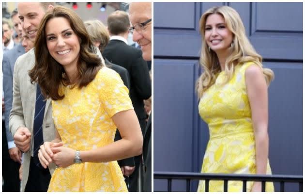 They're on opposite sides of the globe, but Kate and Ivanka are making very similar style choices. Photo: Getty/Instagram