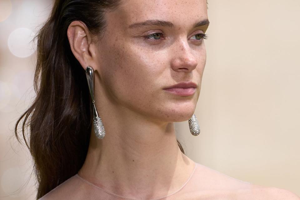 a woman with long hair