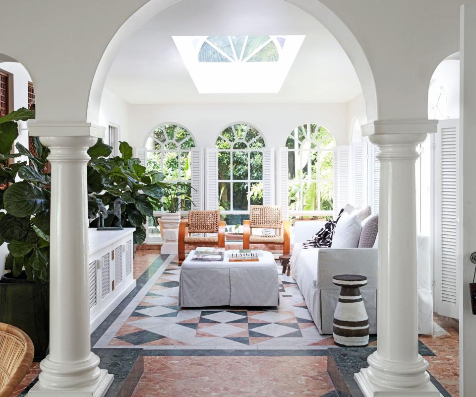 Living room with marble floor