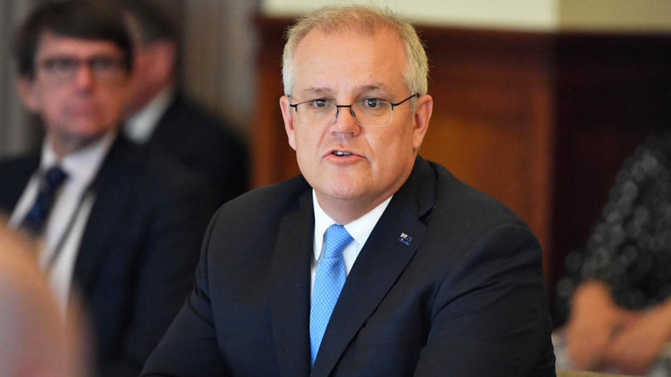 Australian Prime Minister Scott Morrison talking during a meeting.