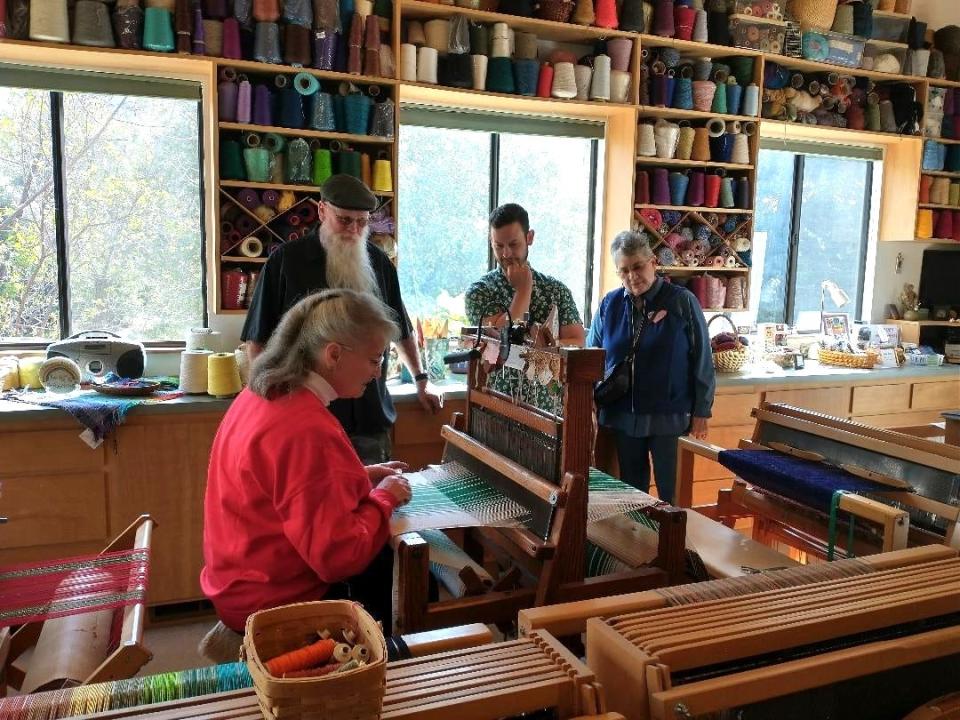 Nikki Crain at one of her looms.