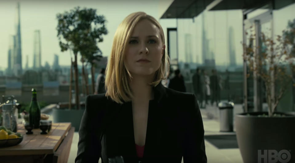 Evan Rachel Wood as the android Dolores Abernathy in "Westworld" trailer released at Comic-Con on 21 July 2019. 
