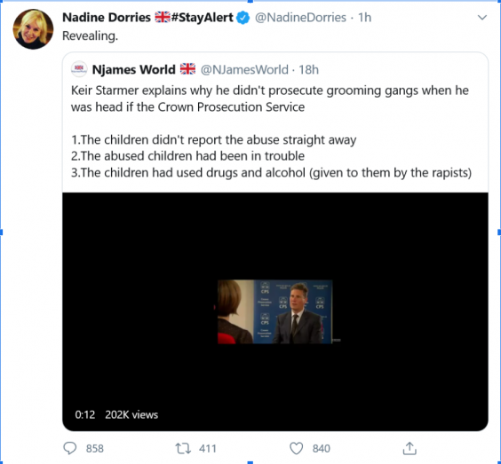 Ms Dorries’ tweet was deleted on Thursday morning, shortly before the account that posted the video disappeared