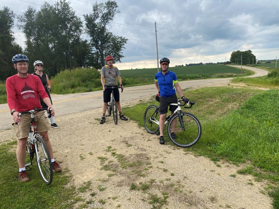 Our bike-riding group included, from left, Dave Paulsen, Jen Moore, Mark Nicklawske and Bob Dohr.