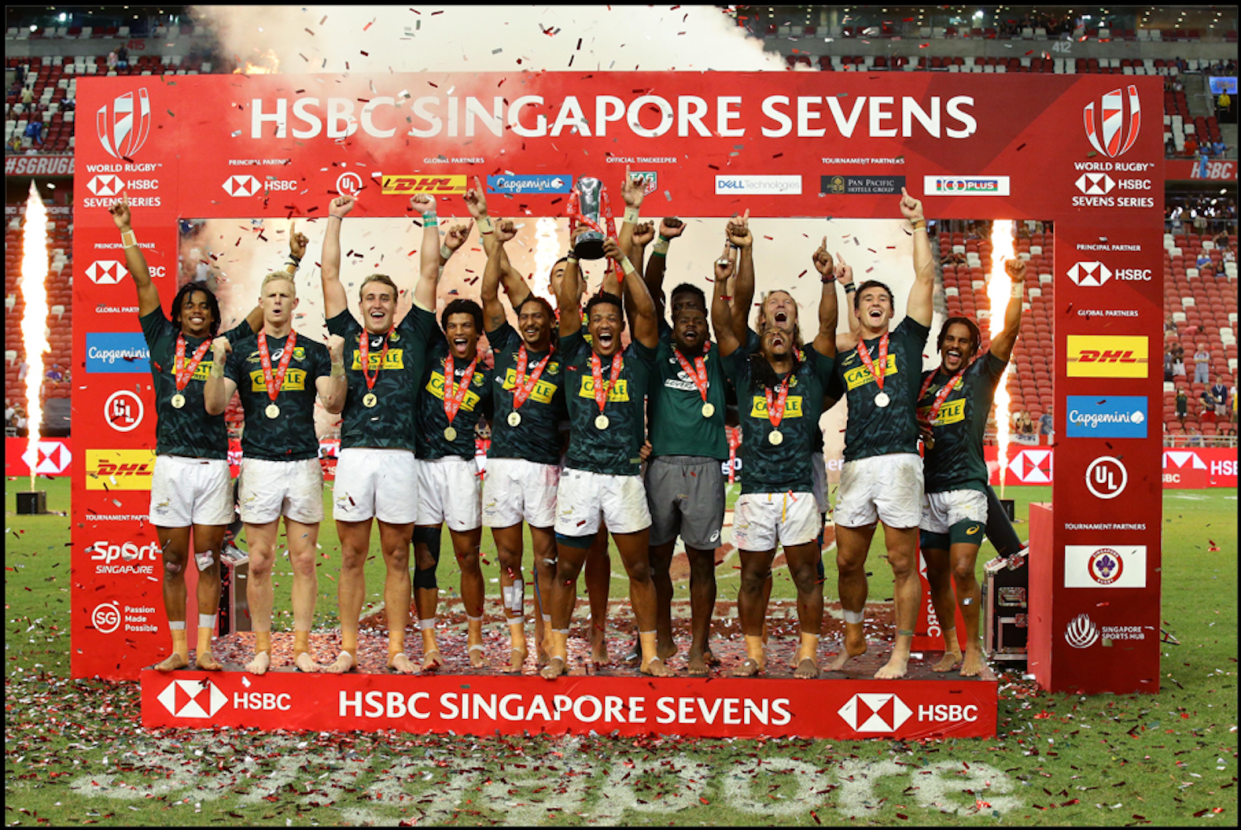 South Africa are crowned champions of the 2019 HSBC Singapore Rugby Sevens. (PHOTO: HSBC Singapore Rugby Sevens)