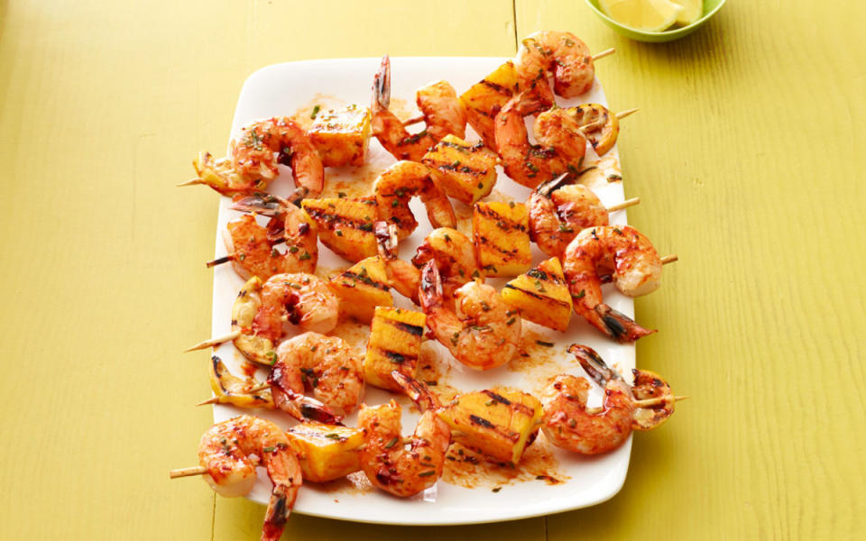 <p>Andrew Purcell</p><p>A sweet-heat flavor combo you can grill up in no time.</p><p><strong>Get the recipe: <a href="https://parade.com/282057/dash/chipotle-shrimp-and-pineapple-skewers/" rel="nofollow noopener" target="_blank" data-ylk="slk:Chipotle Shrimp and Pineapple Skewers;elm:context_link;itc:0;sec:content-canvas" class="link ">Chipotle Shrimp and Pineapple Skewers</a></strong></p>