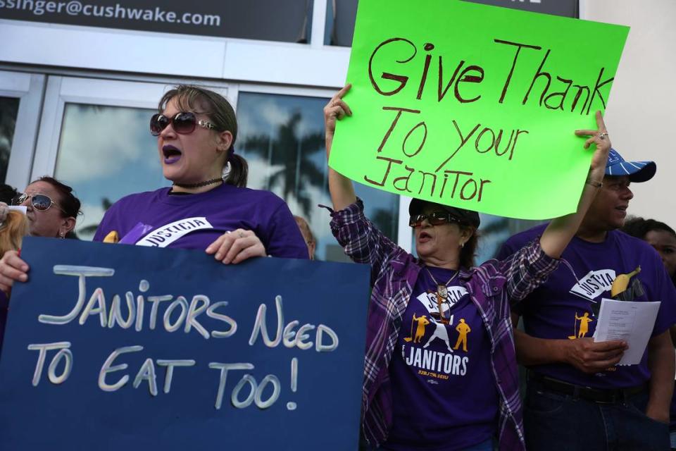 Last December workers protested the low wages paid by cleaning companies that hire subcontracted janitors.