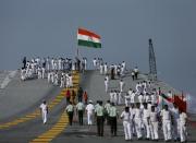 Sri Lankan school students visit Indian Navy's largest aircraft carrier INS Vikramaditya at Colombo port in Sri Lanka in this January 21, 2016 file photo. REUTERS/Dinuka Liyanawatte/Files