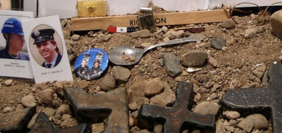 Photos and spoon leftover from 9/11 