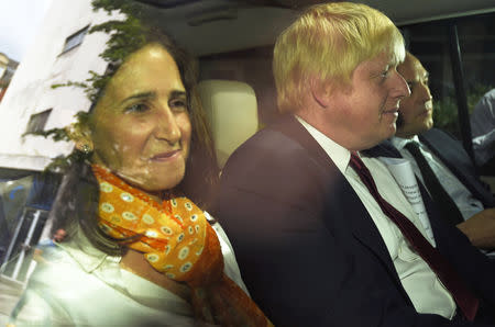 Vote Leave campaign leader, Boris Johnson, is driven away with his wife, Marina Wheeler, after speaking in London, Britain June 30, 2016. REUTERS/Toby Melville