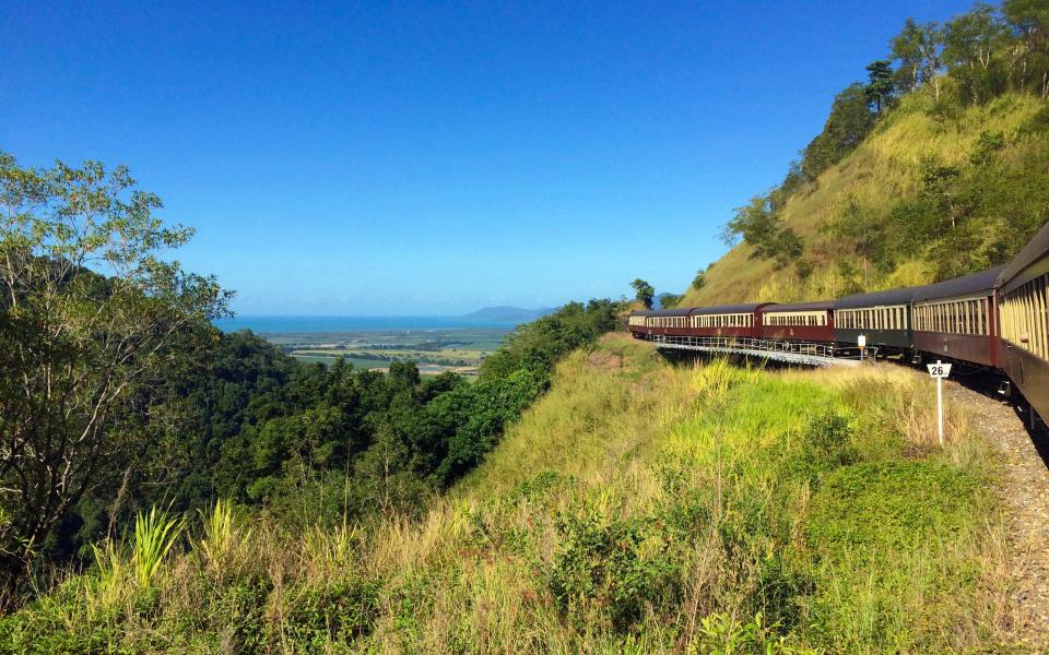 The railway links Cairns with Kuranda, rising from sea level to 1,100 feet - This content is subject to copyright.