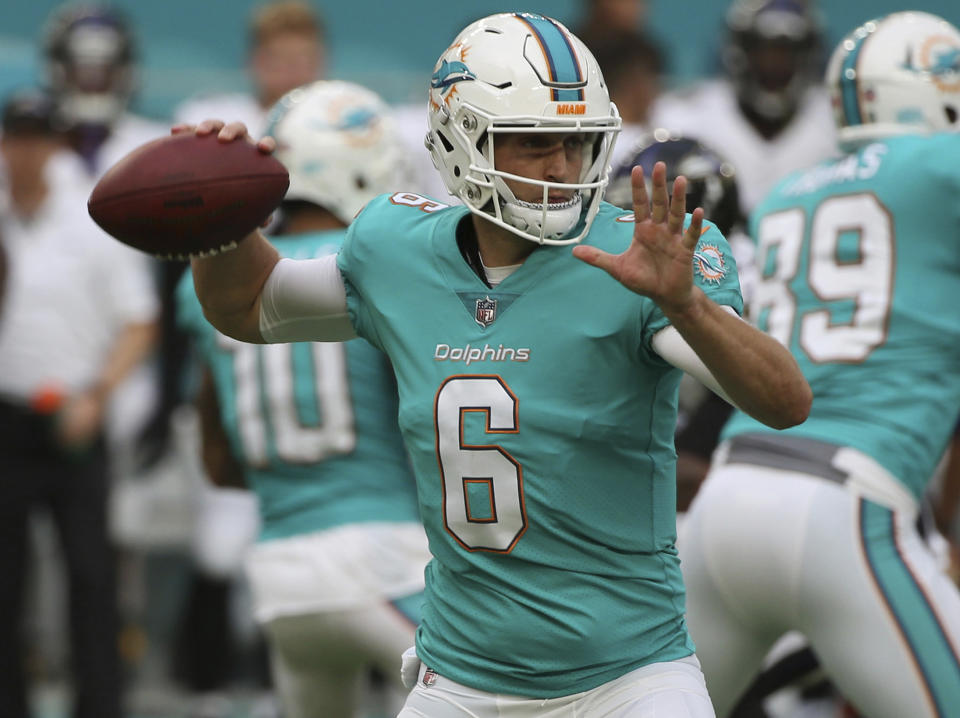 Jay Cutler made his preseason debut as a member of the Dolphins on Thursday night. (AP)