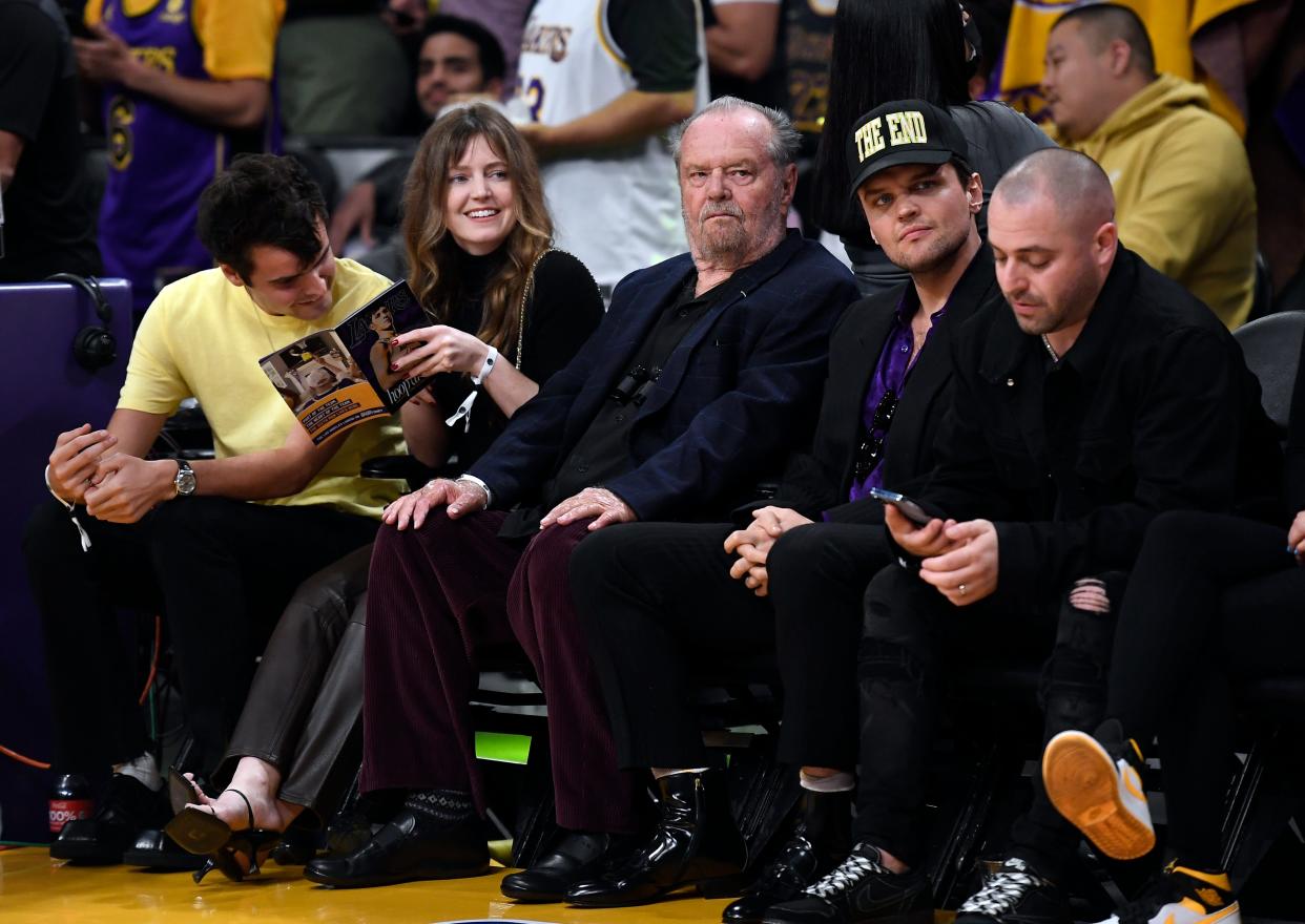 Jack Nicholson at the playoff matchup between the Los Angeles Lakers and the Memphis Grizzlies on April 28, 2023, in Los Angeles, California.