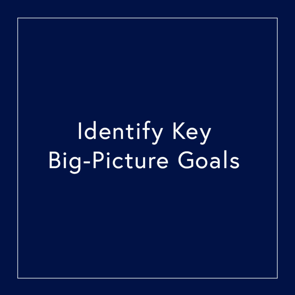 <p>You don't have to have goals in every area of your life—relationships, money, career, family, etcetera; instead, focus on whatever buckets you feel most compelled to improve or change. Be specific and prioritize, as the idea is to execute against these goals. Don't forget to consider less obvious categories like health and charity. If you aren't sure what your goals are for the new year, consider creating <a rel="nofollow noopener" href="https://www.amazon.com/Vision-Board-Joyce-Schwarz-ebook/dp/B0040GJDQM/ref=sr_1_1?s=books&ie=UTF8&qid=1482173655&sr=1-1&keywords=the+vision+board" target="_blank" data-ylk="slk:a vision board;elm:context_link;itc:0;sec:content-canvas" class="link ">a vision board</a>, either IRL or on Pinterest. Make sure at least one of the big-ticket items on this list is something that terrifies you—if you accomplish little else in 2018, doing this one thing will make you feel like the year mattered.</p>