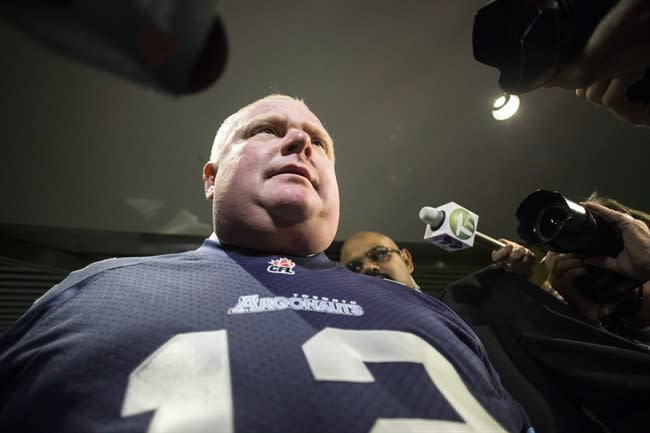 Nov. 14, 2013: Another busy day at City Hall: Ford spouted an obscenity on live TV, refused to apologize then did apologize, and was scolded by the Toronto Argonauts football team for wearing its jersey while making the remarks.