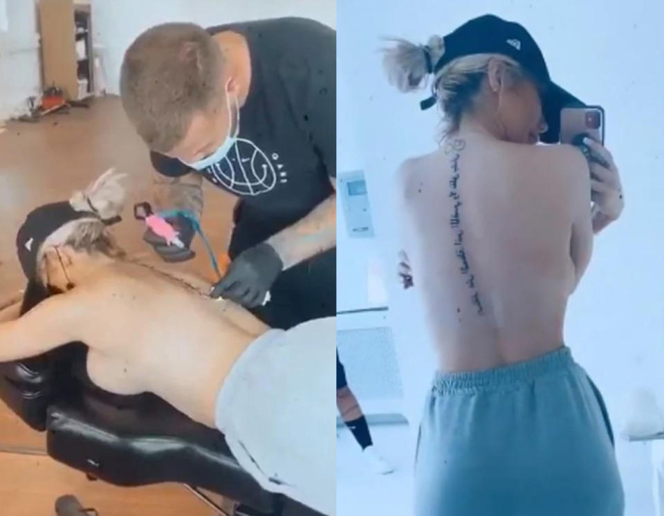 Chloe Ferry back tattoo